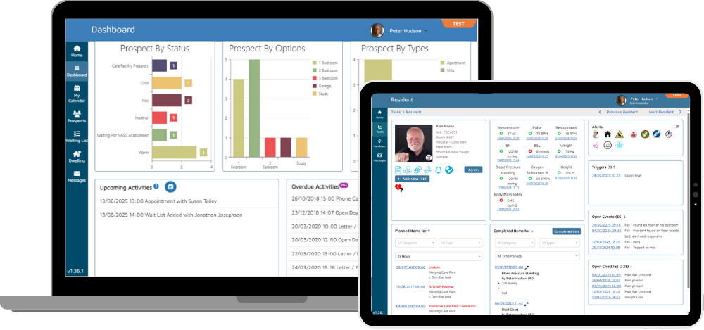 VCare integrated software for continuum of care in retirement villages