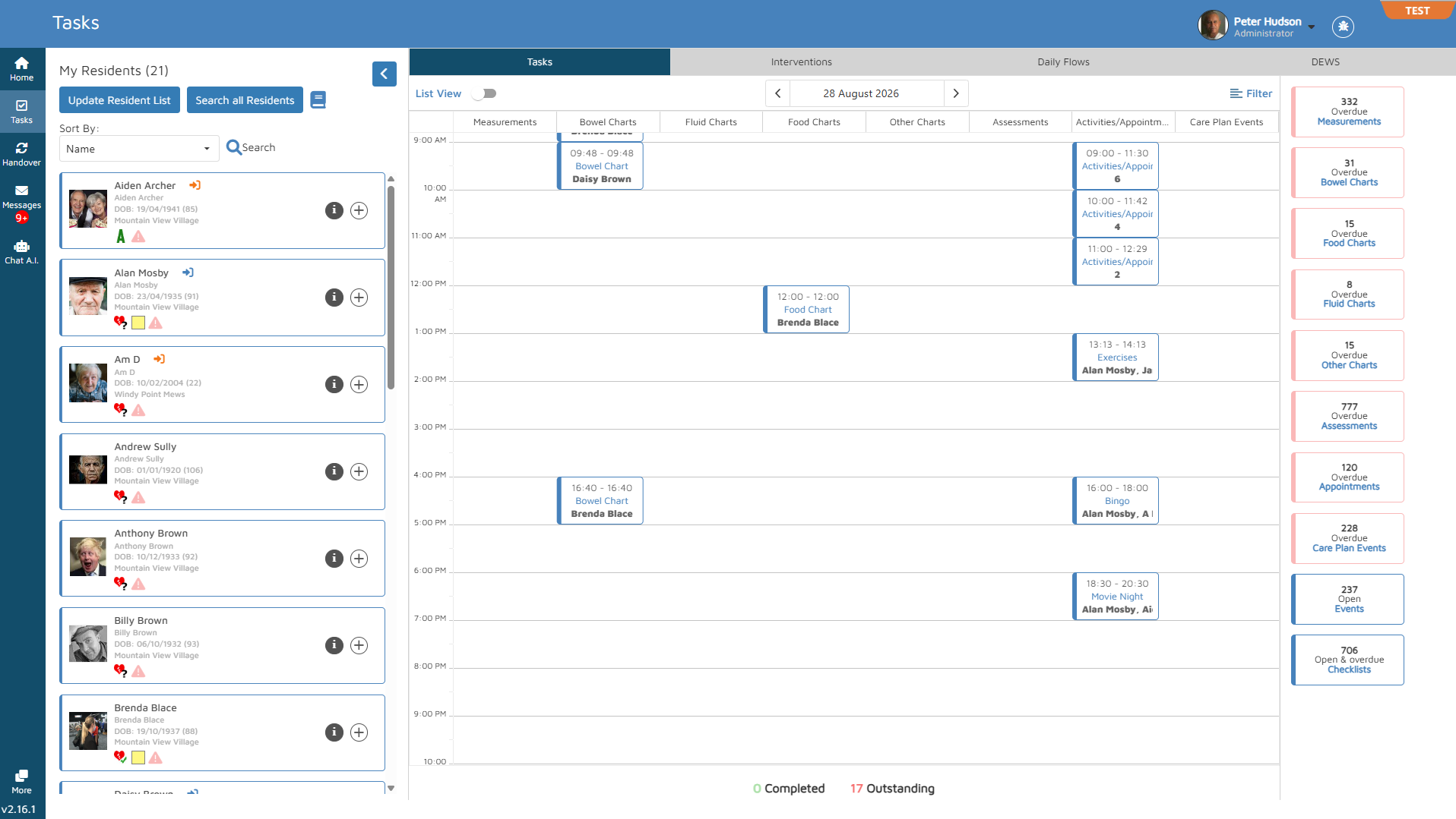 VCare Aged Care Clinical Management Software VCare Aged Care Clinical Management Software - Care Calendar window